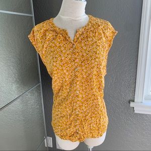 Cheery yellow floral short sleeve top